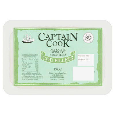 Captain Cook Dry Salted Skinless & Boneless Cod Fillets