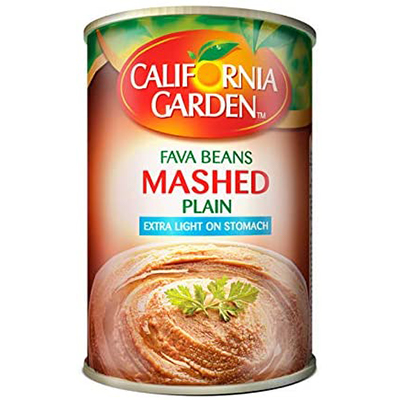 California garden fava beans mashed