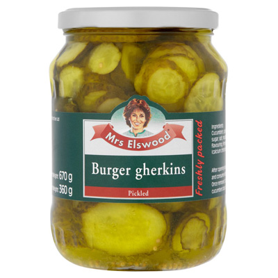 Mrs Elswood Burger Gherkins Pickled