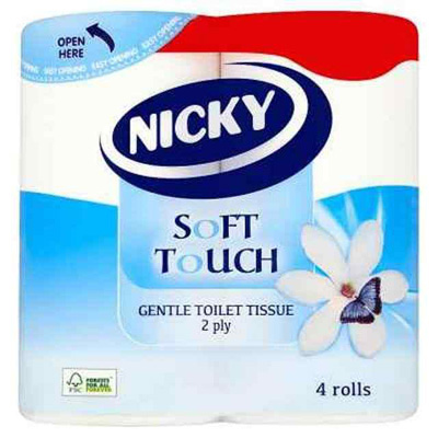 Nicky Soft Touch Gentle Toilet Tissue 4pk