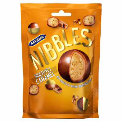 Mcvities Nibbles Milk Chocolate Caramel Digestives Biscuits Bag