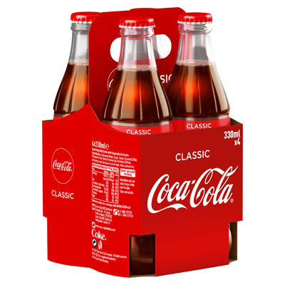 Coca-cola Classic Glass Bottles 4 X