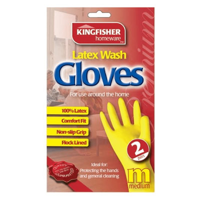 Kingfisher Household Latex Rubber Gloves Medium