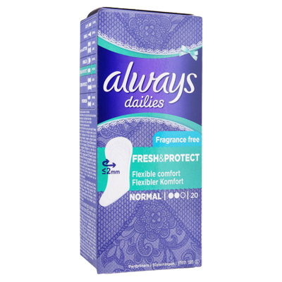 Always Dailies Fresh And Protect Panty Liners Normal 20pk