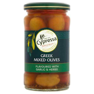 Cypressa Greek Mixed Olives Flavoured With Garlic & Herbs