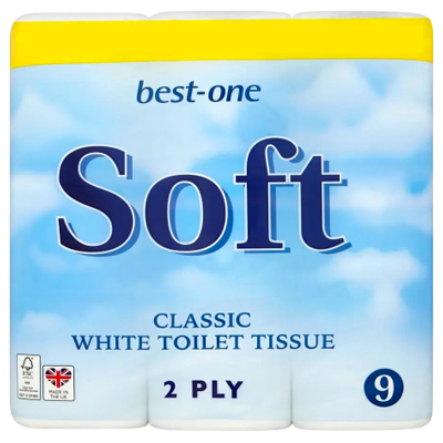 Best-one Soft Classic White Toilet Tissue 2 Ply 9pk