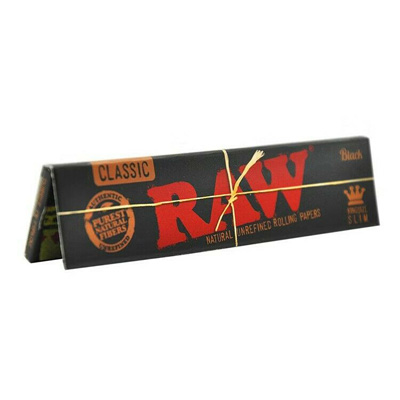 Raw Classic Black King Size Slim Natural Unrefined Ultra Thin Rolling Paper