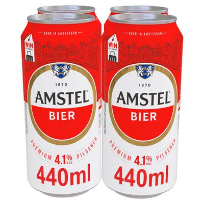 Amstel Lager Beer Cans 4x